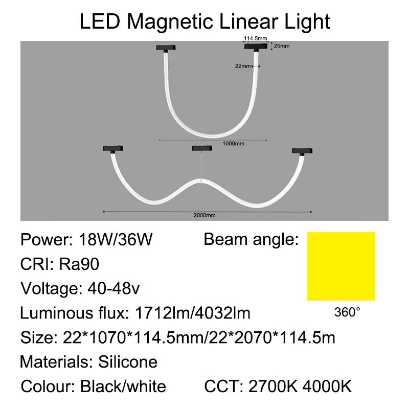 2000*22mm Magnetic Track Lamp 36W Modern Best-Selling Silicone Lamp Beam Angle 120&deg;