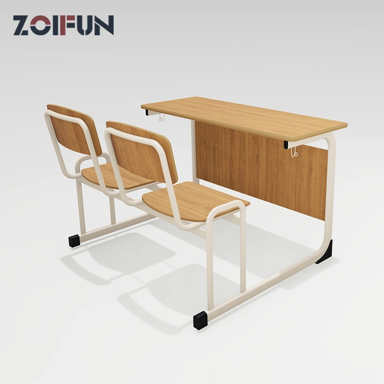 School Double Student Table and Chair Wooden Classroom Desks; Table and Chairs Wholesale Children Wooden Furniture