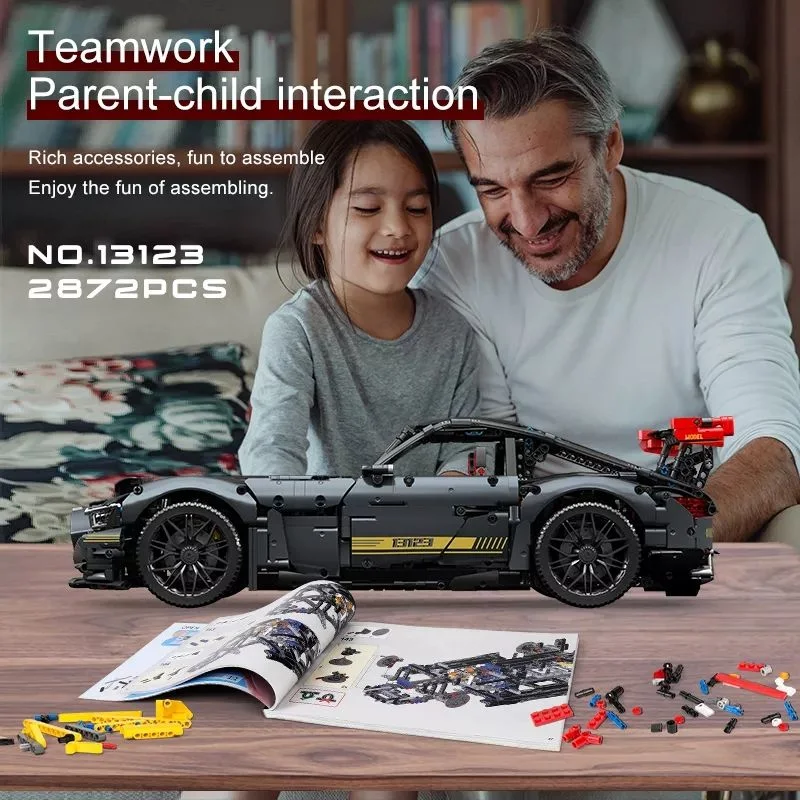 2872 PCS Assenbled bloques de construcción coche deportivo Teamwork interacción entre padres e hijos Divertido Roadster Control remoto vehículo ladrillos de automóvil