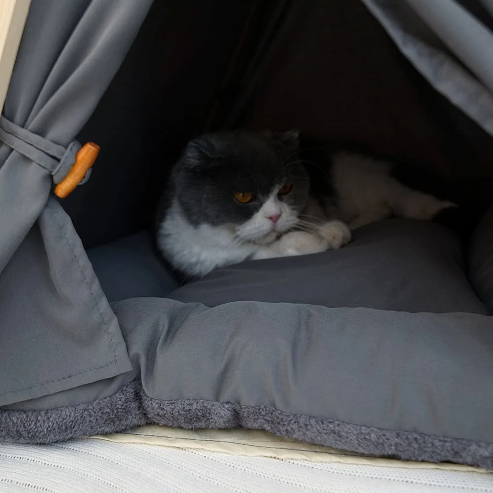 Pet Teepee Tent with Mat for Large Dogs Cats Portable House