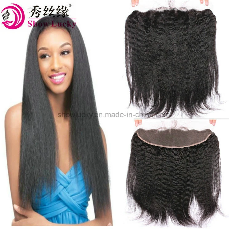 Mayorista 9A Remy de la cutícula del pelo humano extensión Mink peruano Virgin Hair Italian Yaki Kinky encaje recto frontals cierre piezas