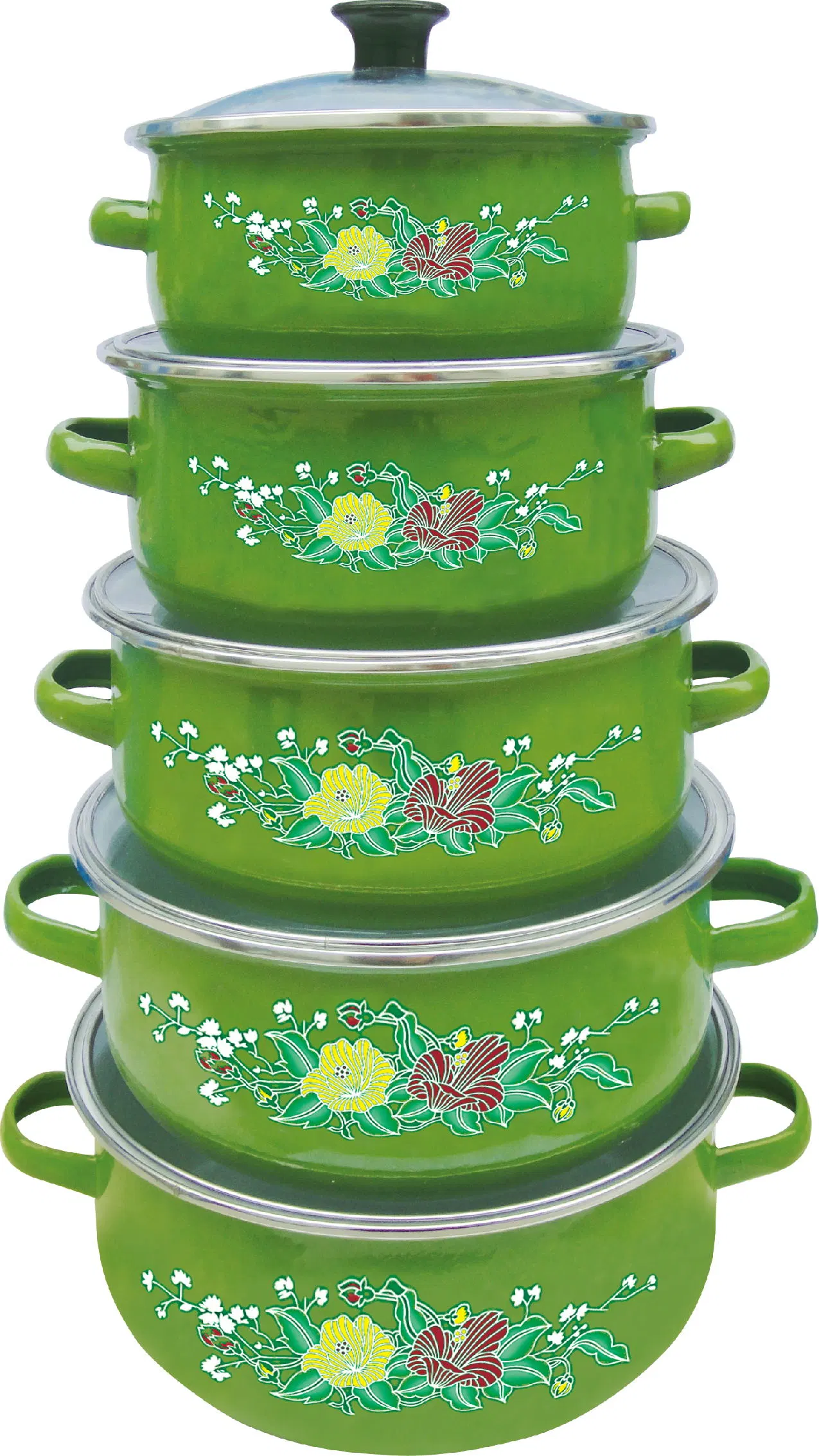 Superior Quality Safety Eco-Friendly Round Shape 5 PCS Enamel Casserole Set