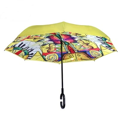 Custom Logo Reverse Umbrella Upside Down Double Layer Inverted Umbrella