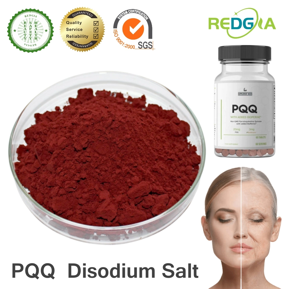 99% من المواد الكيميائية المضادة للشيخوخة PQQ Powder Pyrrologinoline Quinone PQQ CAS 122628-50-6 للوجه الشاب