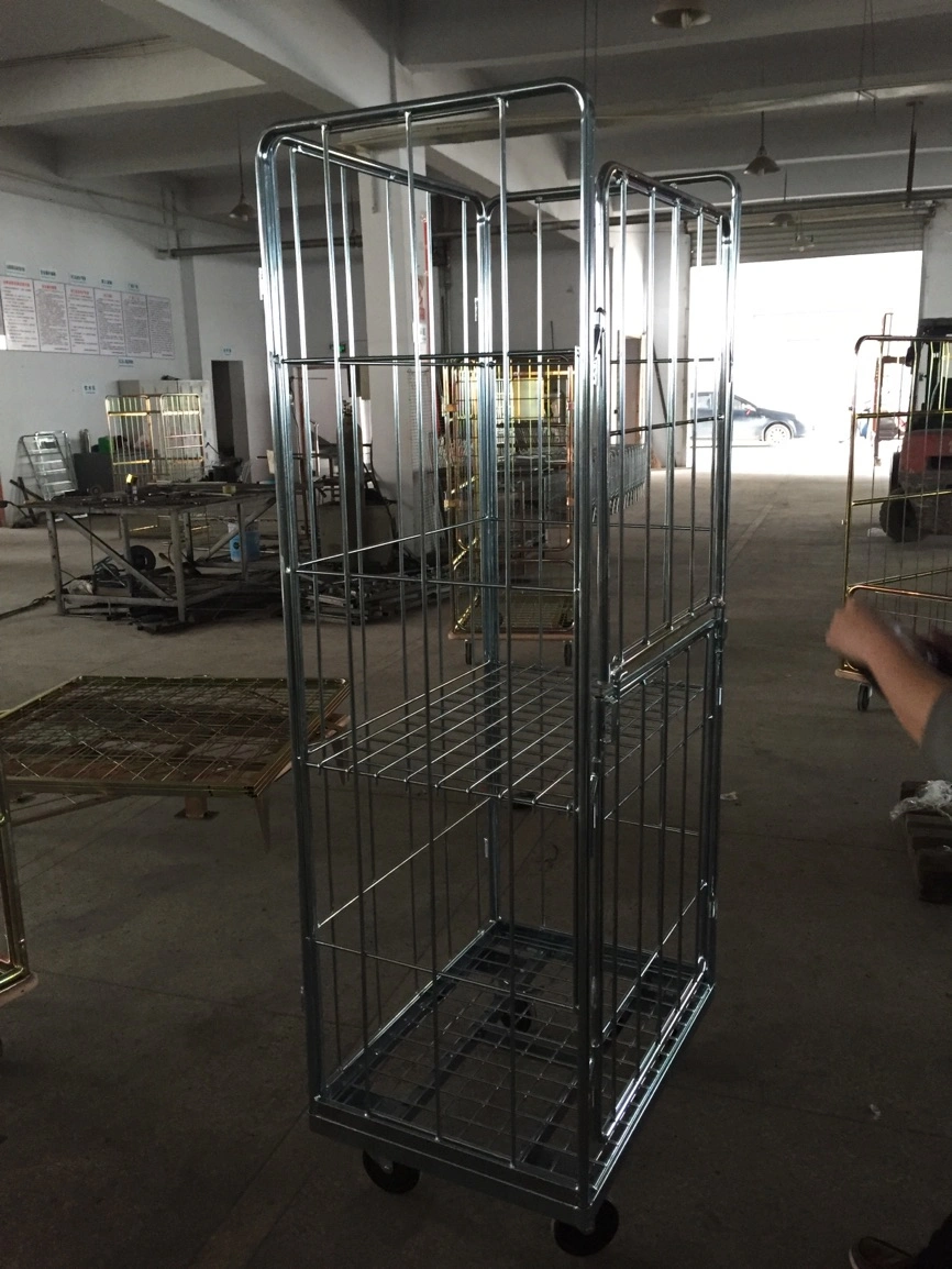 Warehouse Storage Folded Steel Roll Wire Mesh Cage