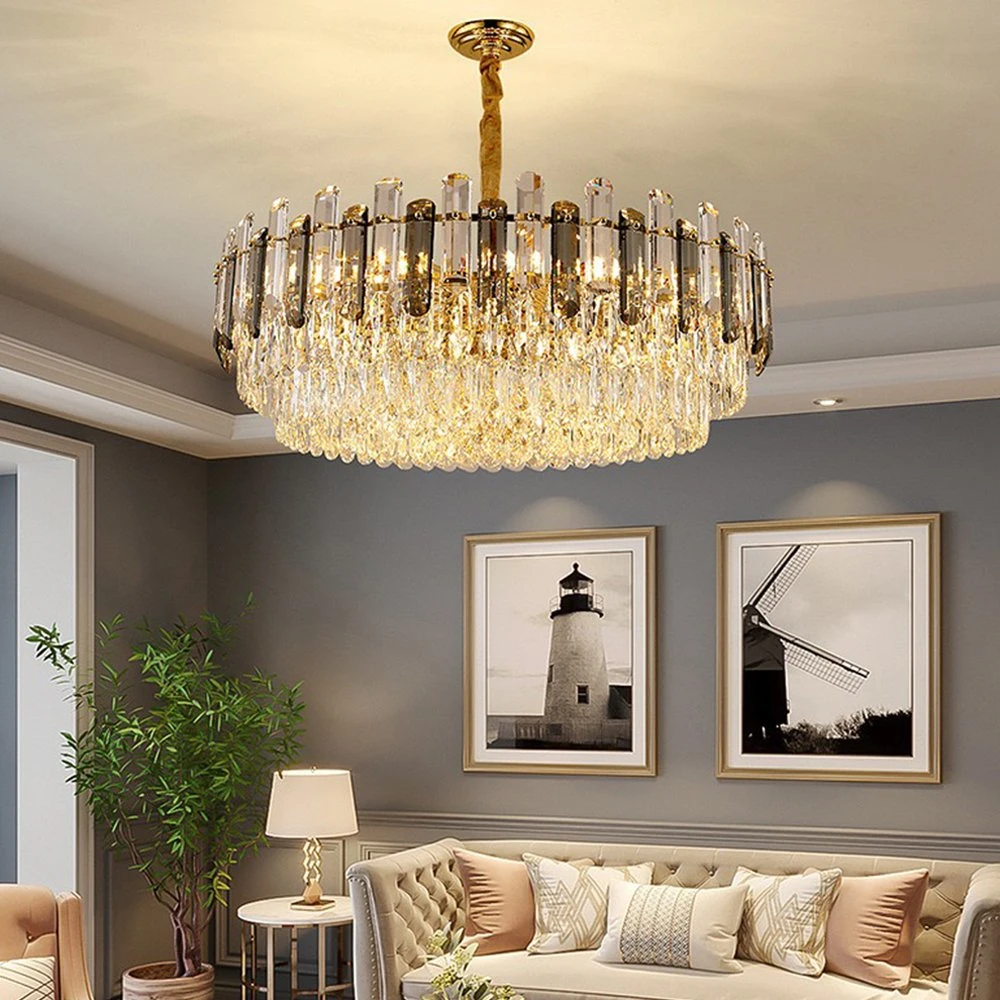 Luxury Nordic Hanging Lamp Indoor Hotel Villa Decorative Modern LED Crystal Glass Chandeliers High Ceiling Stair Pendant Lights