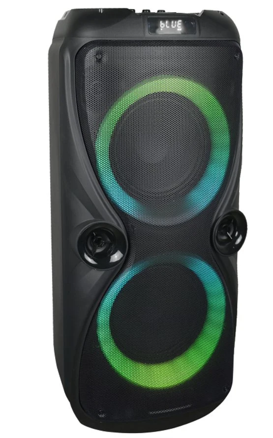 Wireless Bluetooth Dual 8 Inch Party Box Outdoor Speaker with Lights Super Bass Portable Trolley Party Box Speaker