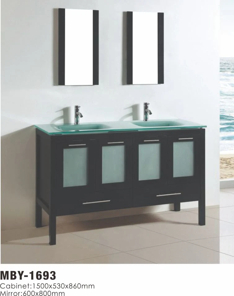 Massivholz Mode Doppelwaschbecken Badezimmerschrank Eitelkeit Set