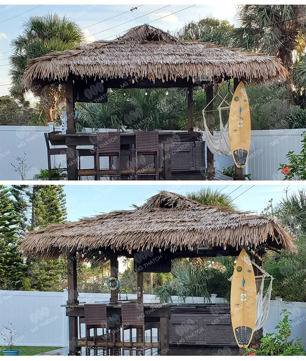 Fireproof Synthetic/Artificial Roof Tiki Hut Palm Palapa Thatch Tiles More Than 20 Years Lifespan