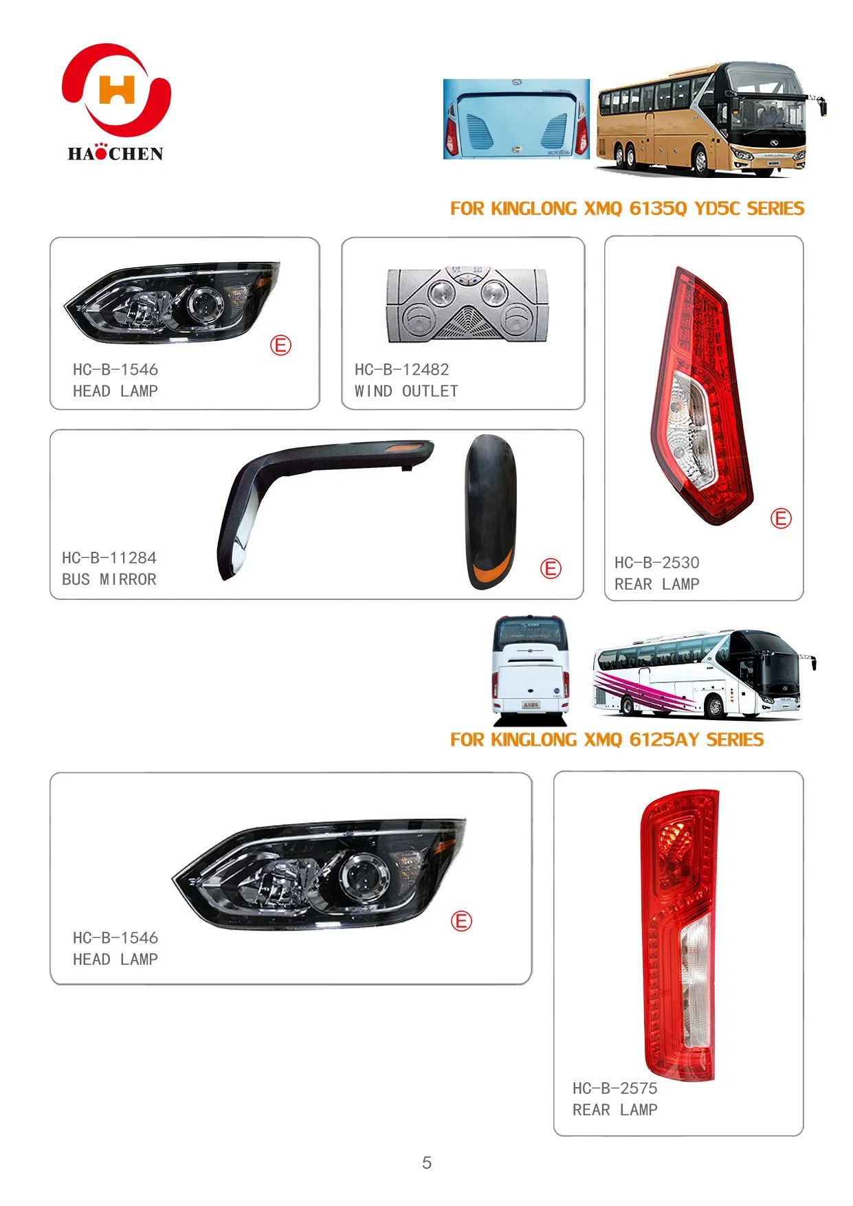 Auto Spare Body Parts Bus Accessories for Kinglong LED Decoration