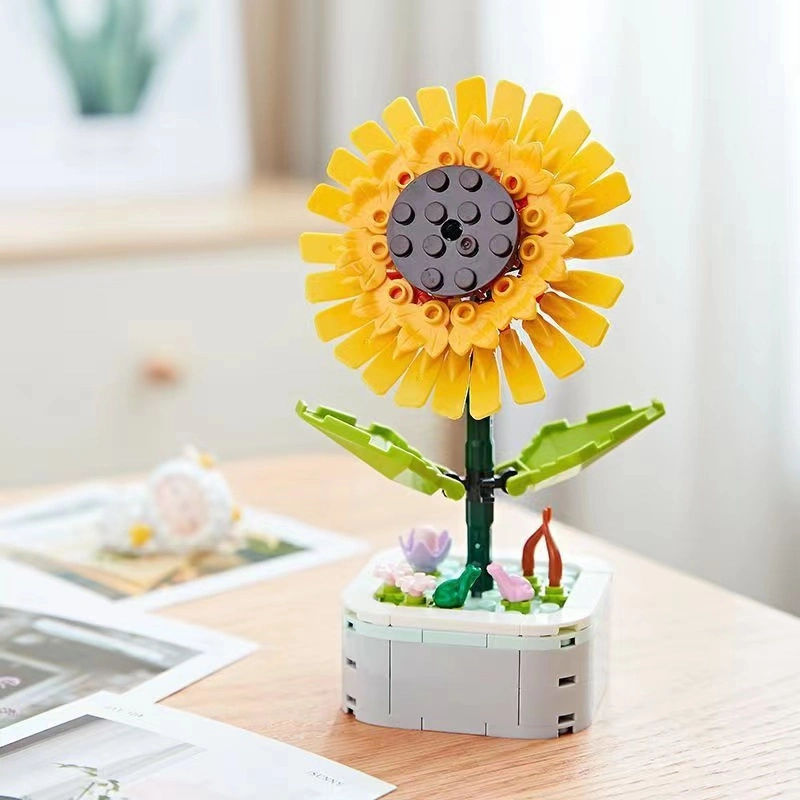 Building Blocks Flower Bouquets Sunflowers Potted Plants Hibiscus Flowers Assembly Toys