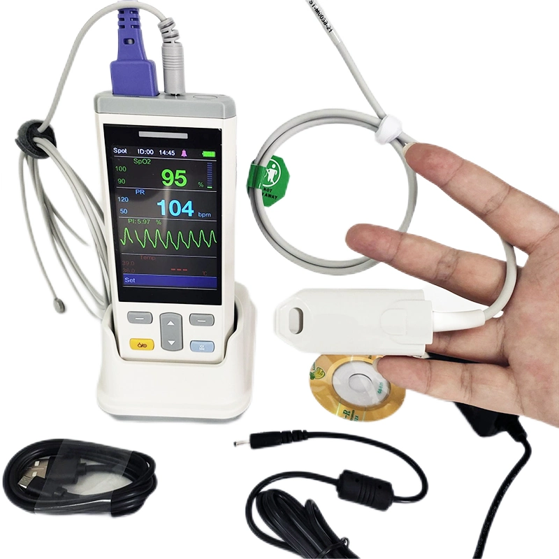 SpO2 Temp 2 Parameters Medical Equipment Handheld Portable Pulse Oximeter CE ISO