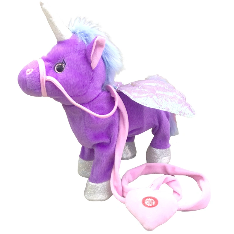 Cute Plüsch Electric Einhorn an einer Leine kann gehen, Sing und Swing Electric Dog für Kinder Geschenk