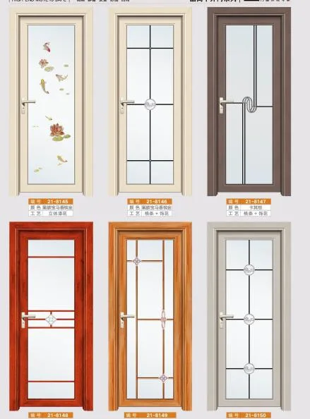 Original Factory Price Interior Wet Room Bathroom Toilet Frosted Fiberglass Molded PVC Aluminum Hinges Casement Glass Swing Door