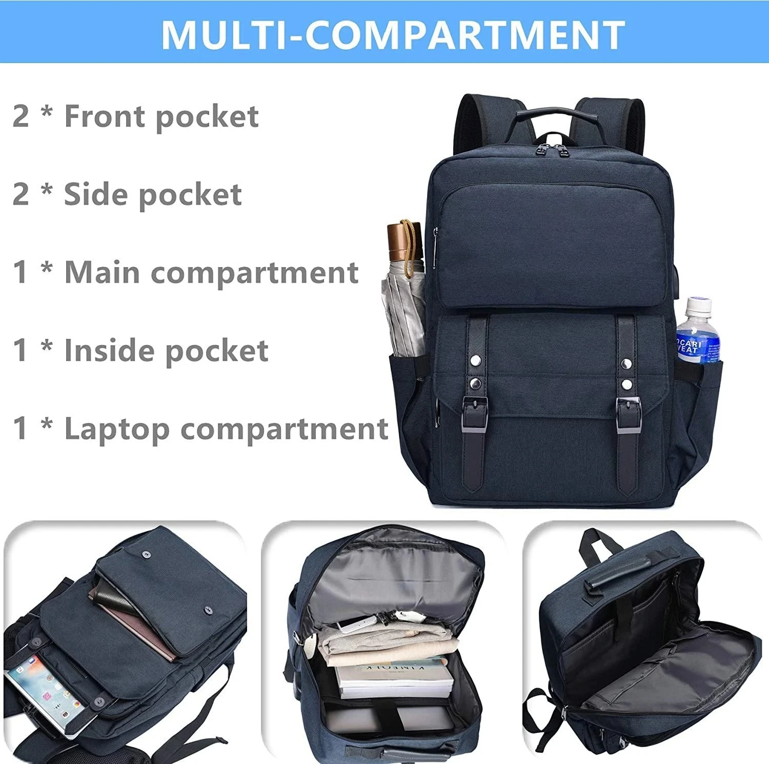 High School Laptop Backpack USB Port Travel Business Backpack Bag