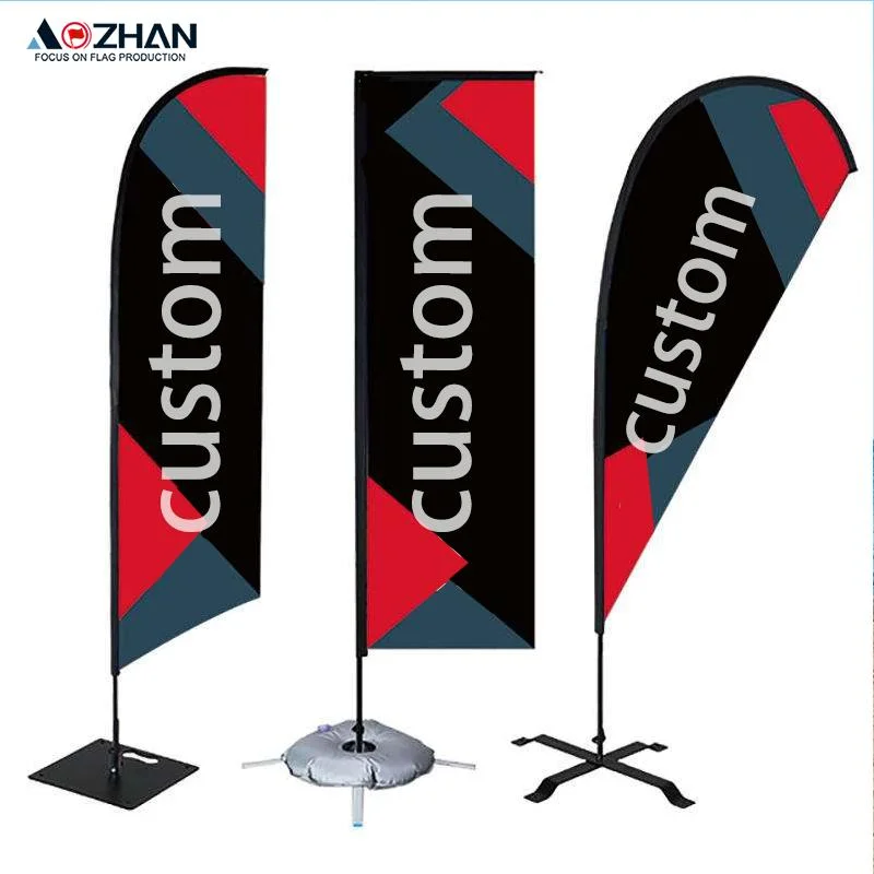 Feather Flag Promotional Usage Advertising Exhibition Event Outdoor Flying Beach Flag Banner Teardrop Flag with Cross Base