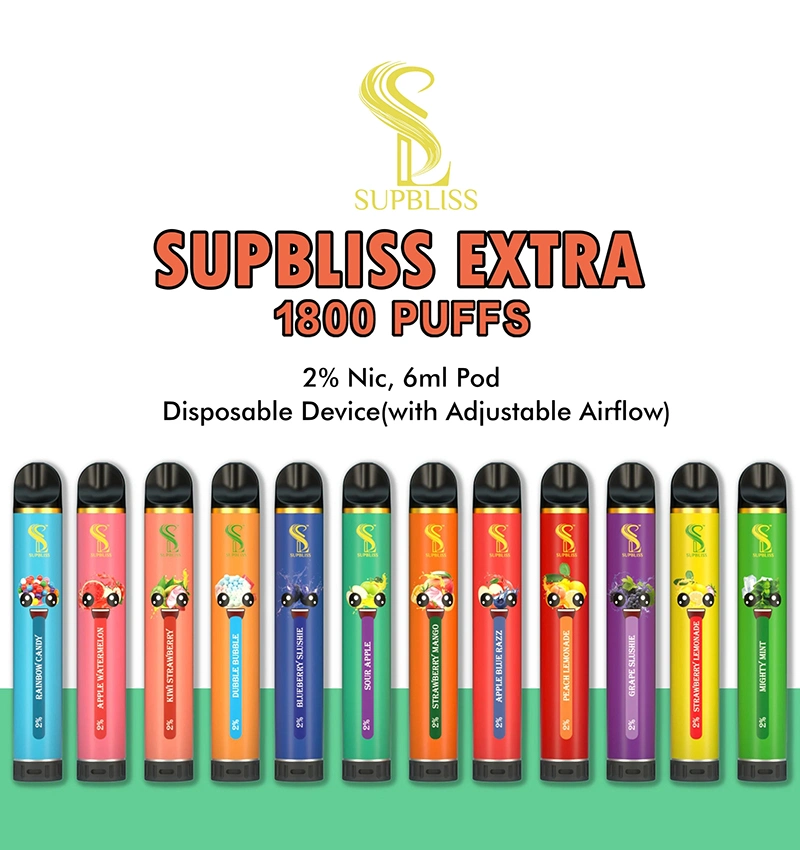 New Coming OEM Supbliss Extra 2% 1800 Puffs Puff Bar Plus Disposable/Chargeable Electronic Cigarette Vape Pen