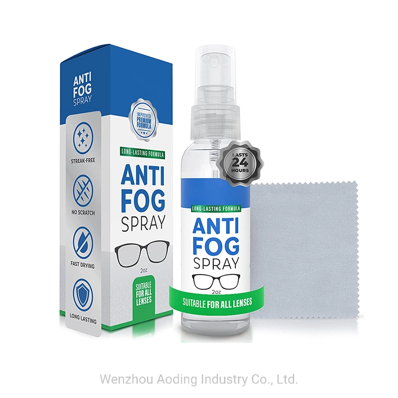 Lente reutilizable 60ml Spray Spray limpiador de vidrios con gafas Anti-Fogging conjunto de soluciones de limpieza, agente de limpieza Anti-Fogging