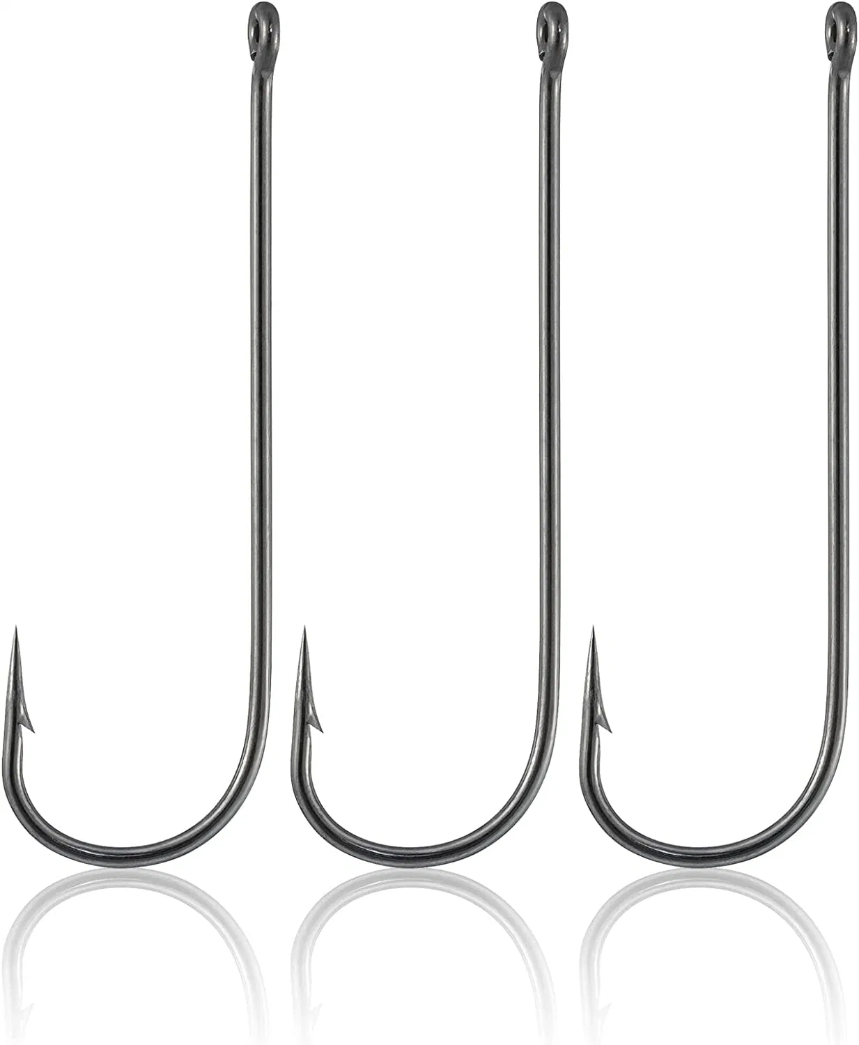 100 Pack Aberdeen Hooks Offset Hooks Long Shank Hooks Light Wire Fishing Hooks High Carbon Steel Freshwater Fishing Tackle for Trout Bass Catfish