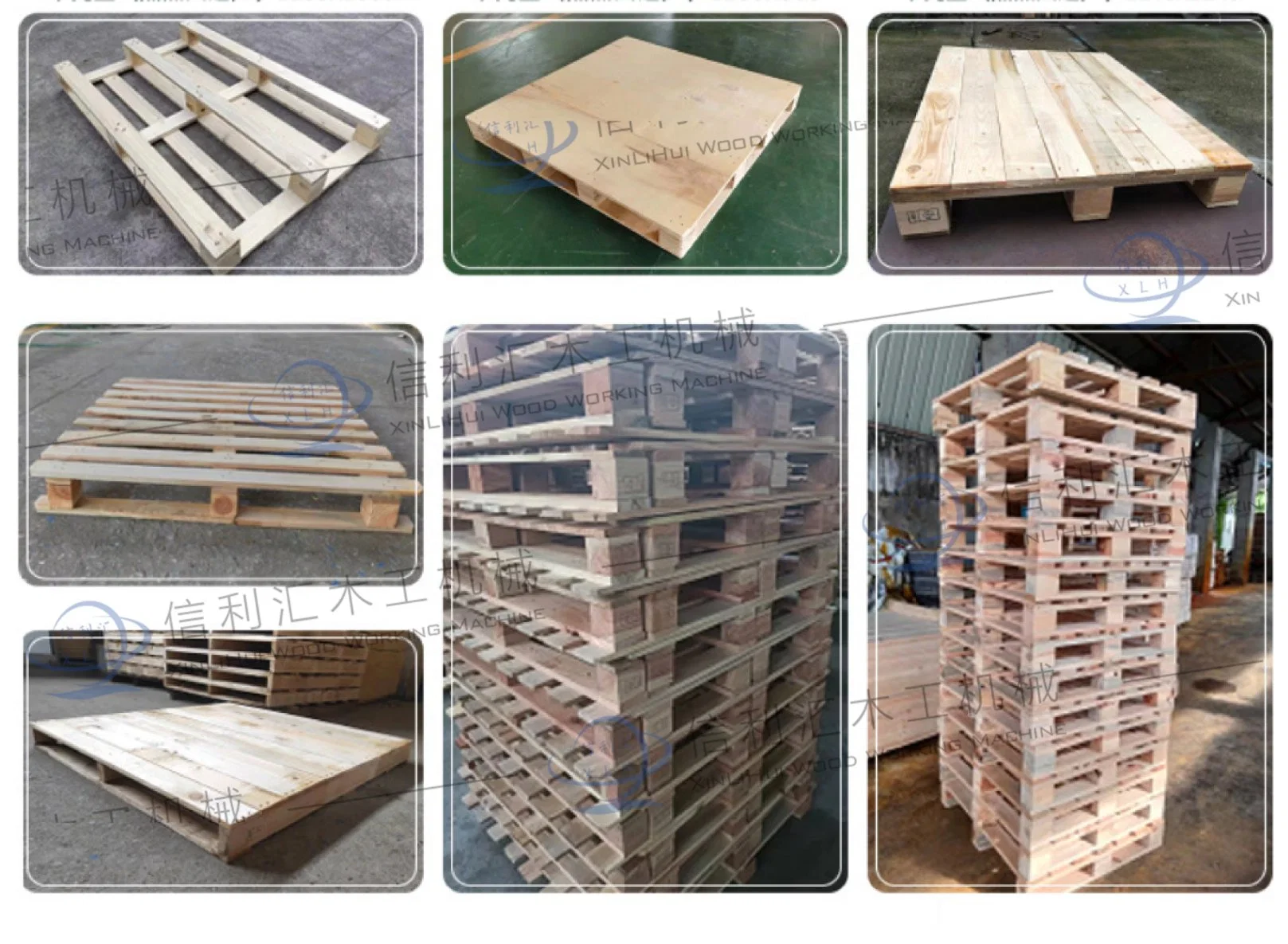 Totalmente automático de palets de madera contrachapada la maquina para fabricar bloques de madera Palletsquare Bloque de pie de la máquina de corte de placa de la tarjeta de estante de bloque de la pila de producción automática de palets de madera