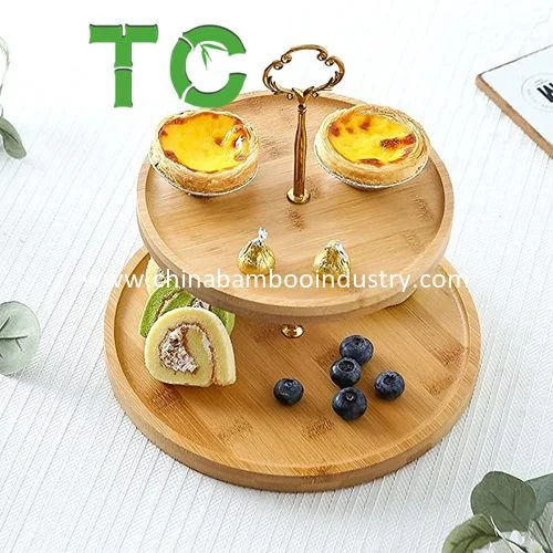 Factory Price Bamboo Cake Stand Serving Tray Table Centerpiece Display Stand