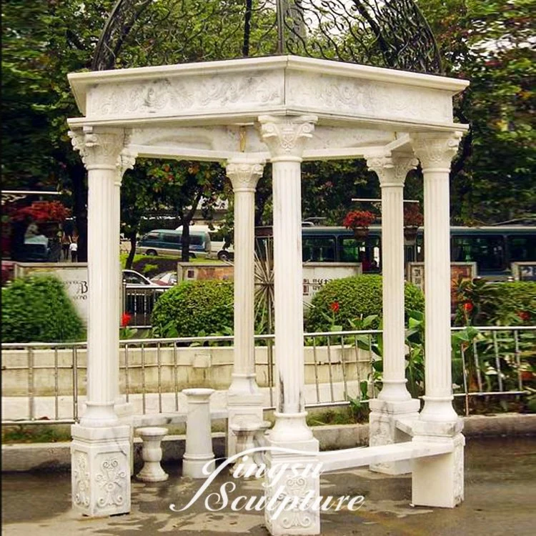 Personalizar la glorieta la Glorieta de piedra de mármol beige para la decoración del parque