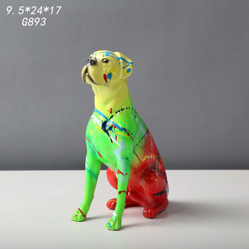 Splash fluorescente leal perro Polyresin figuras decoración tienda de té de burbujas