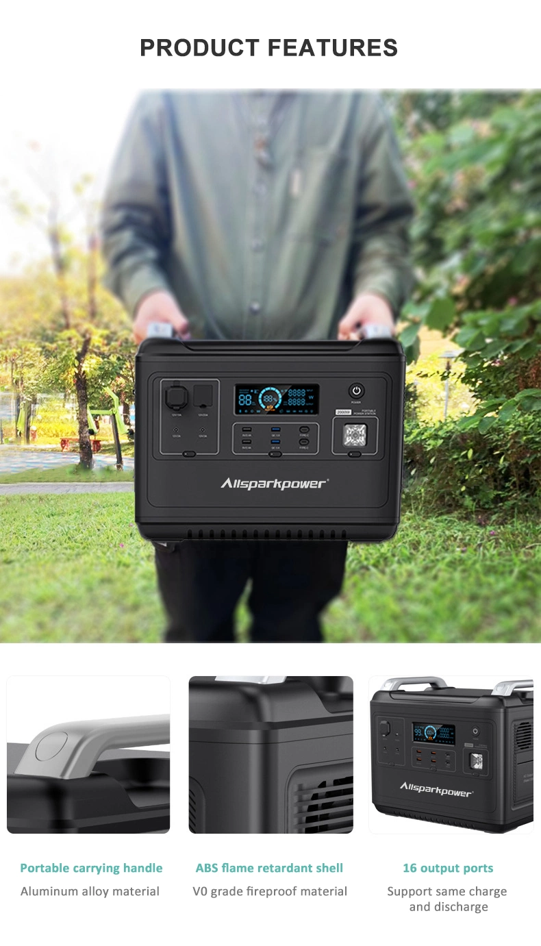 Two-Way Quick Charge Portable Power Station LiFePO4 Lithium Battery Portable Solar Power Generator