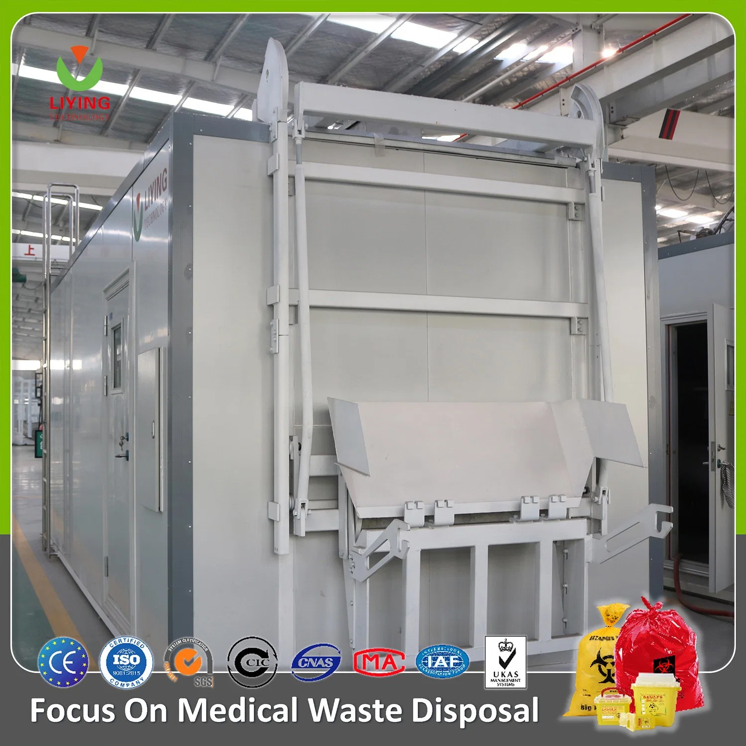 Full Automated Harmless Infectious Biomedica Clinical Healthcare Hospital Medical Waste Disinfection Microwave Combine Steam Sterilization Technology Equipment