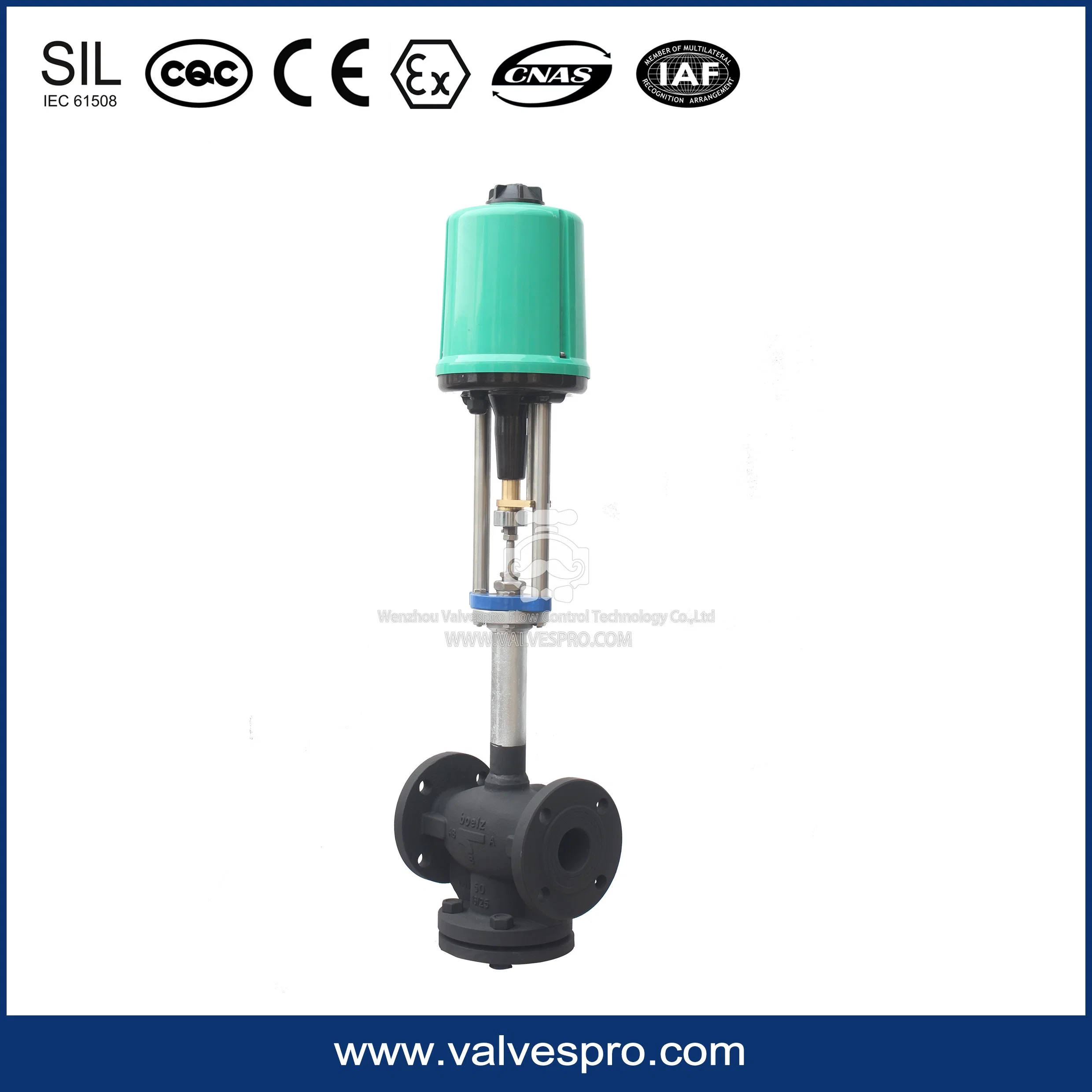 DN40 Válvula de control eléctrico para el aceite caliente o vapor tipo de regulación sustituir Baelz Control proporcional de la válvula de globo de transferencia de calentar el aceite de la clase de acero fundido150 PN16