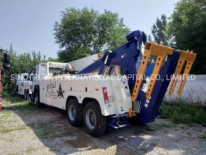 Wrecker Truck Heavy Duty HOWO Truck 10ton Winch Diesel Engine Road Emergency Rescue Traffic Flatbed Wrecker Platform Towing Crane Truck with Telescopic Boom