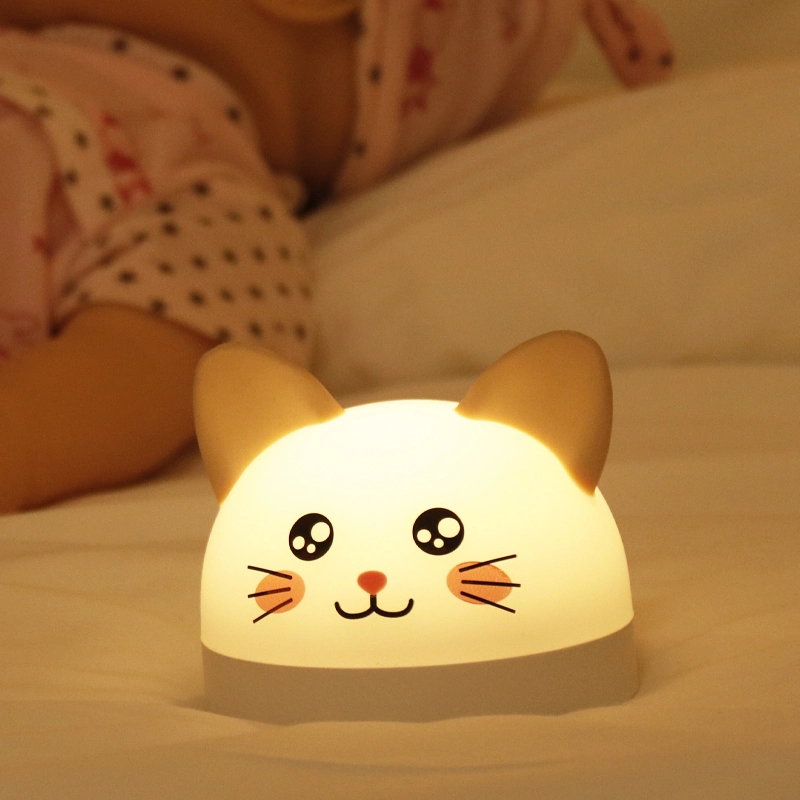 Cute Cat LED Silicone Night Light Alarm Clock with Remote Control