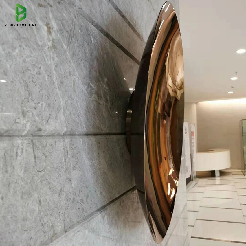 ديكور الفندق سطح مقعر تمثال الفن المعدني المرآة الفولاذ المقاوم للصدأ نحت الجدار
