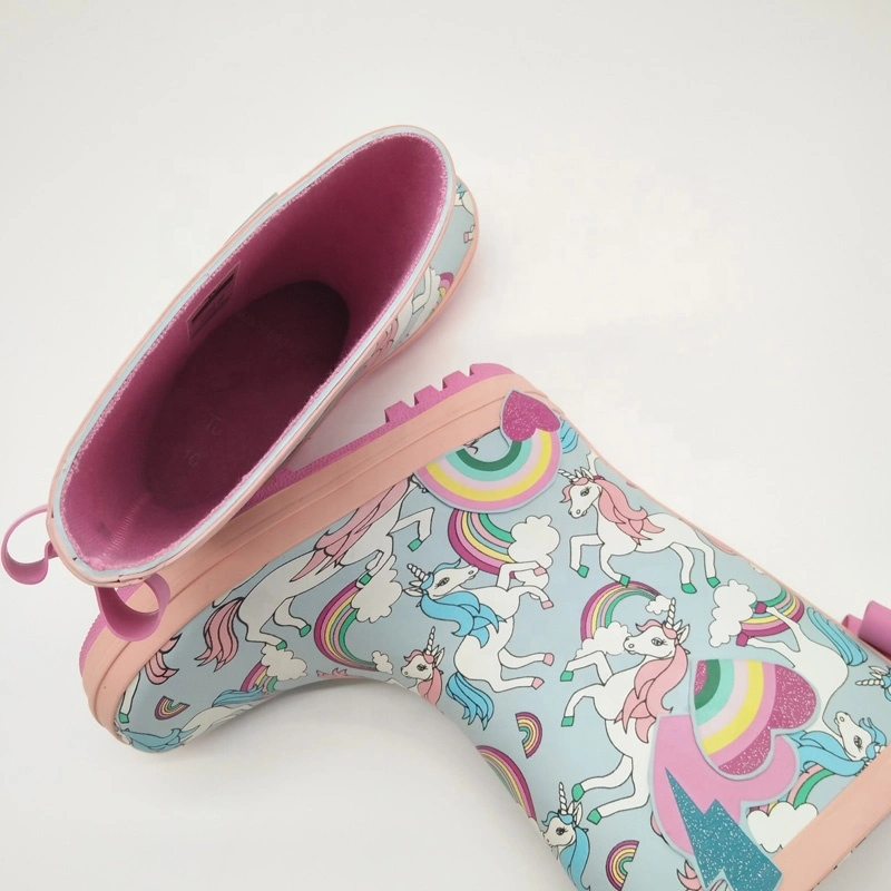 Unicorns Imprint Girls Pink Customized Design Your Own Gumboots Safety Cute Rainboots