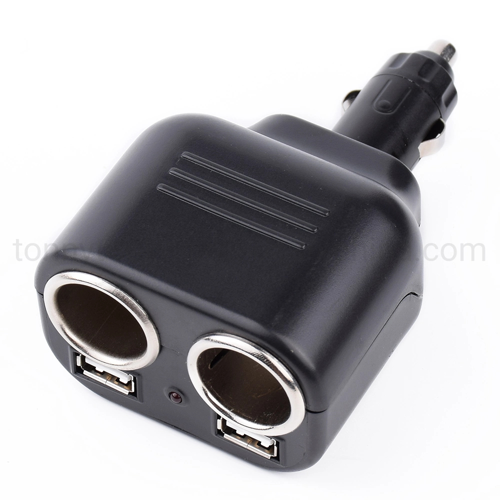 USB C Car Charger, 2 Sockets Cigarette Lighter Splitter 12/24V Dual USB Charger