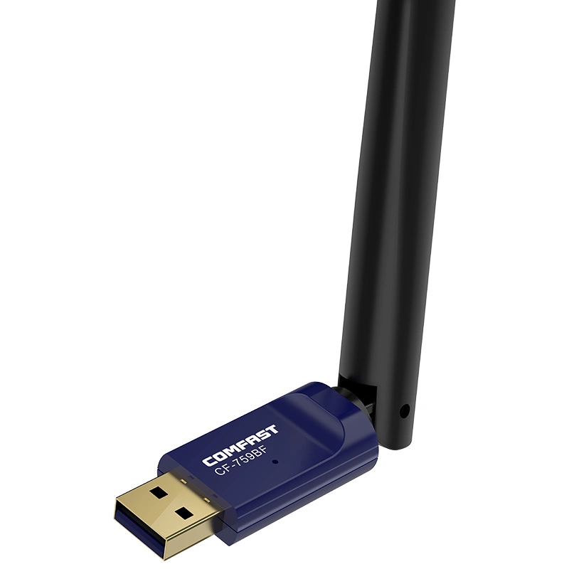 Adaptador sem fios Mini USB Comfast CF-759bf/dongle WiFi/650m Placa de rede USB