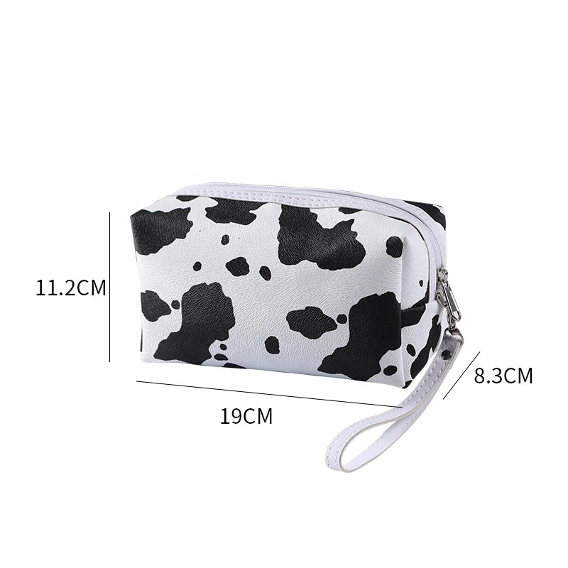 Comercio al por mayor Funda de PU de belleza maquillaje de patrón de la vaca de la bolsa de cosméticos personalizados bolsos y de los casos