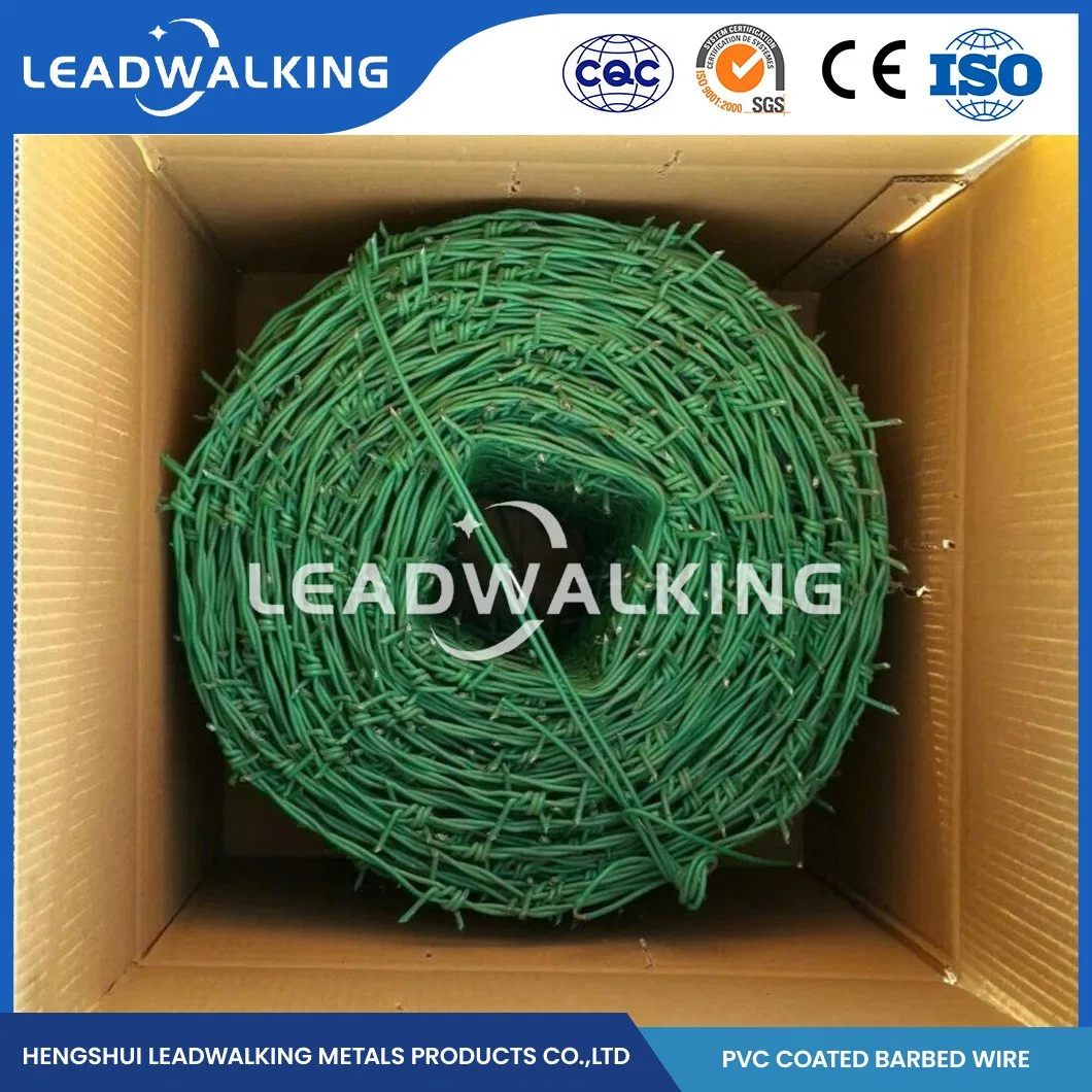 Leadwalking Alambrada recubierto de PVC fabricantes OEM Custom High-Tensile Galvanizado Alambre de Púas China 3mm revestimiento de plástico el alambre de púas