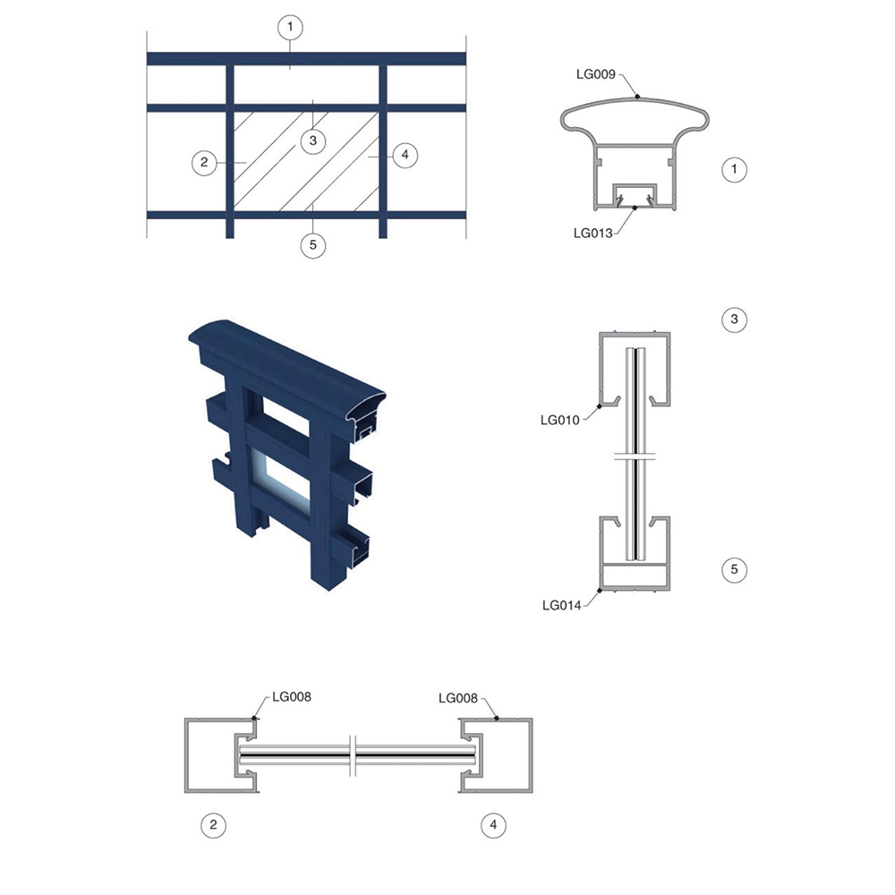 Balconette aluminio clavado, balconette aluminio clavado, Fabricante moderno Diseño aluminio pasamanos &amp; aluminio balaustrada