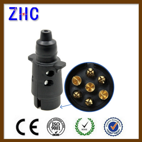 European Ce PVC Plastic 12V 24V 7 Pin 13 Pin Brass Electric Power Male and Female Vehicle Trailer Plug