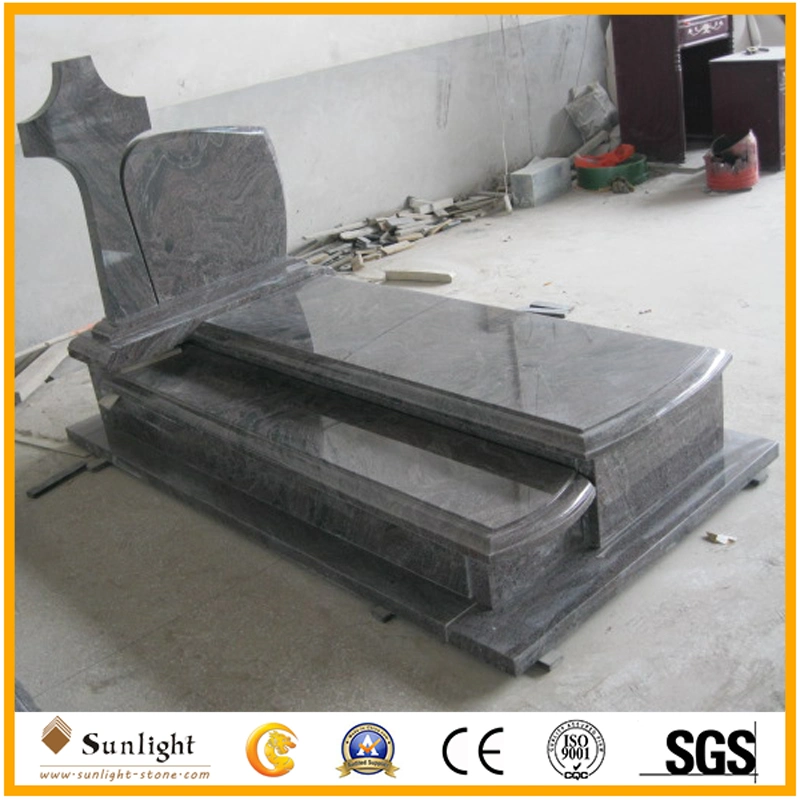 Customized Paradisco Granite Marble Cross Shaped Headstone, Chinese Cheap Granite Headstone Producer for Graves