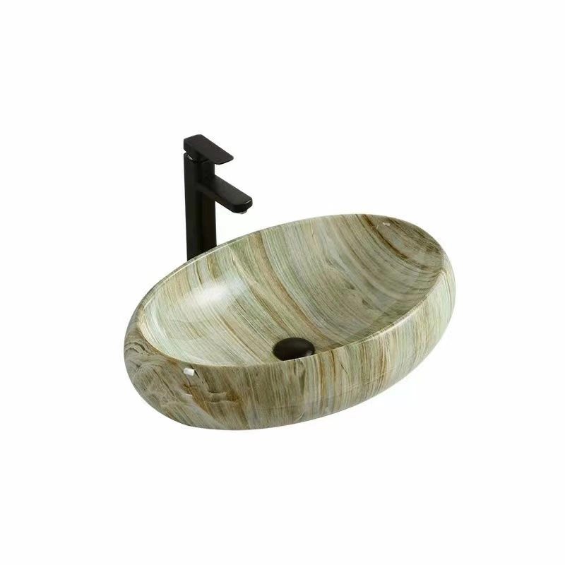 Salle de bains Bassins d'art céramique Table Top Electroplated Golden lavabo