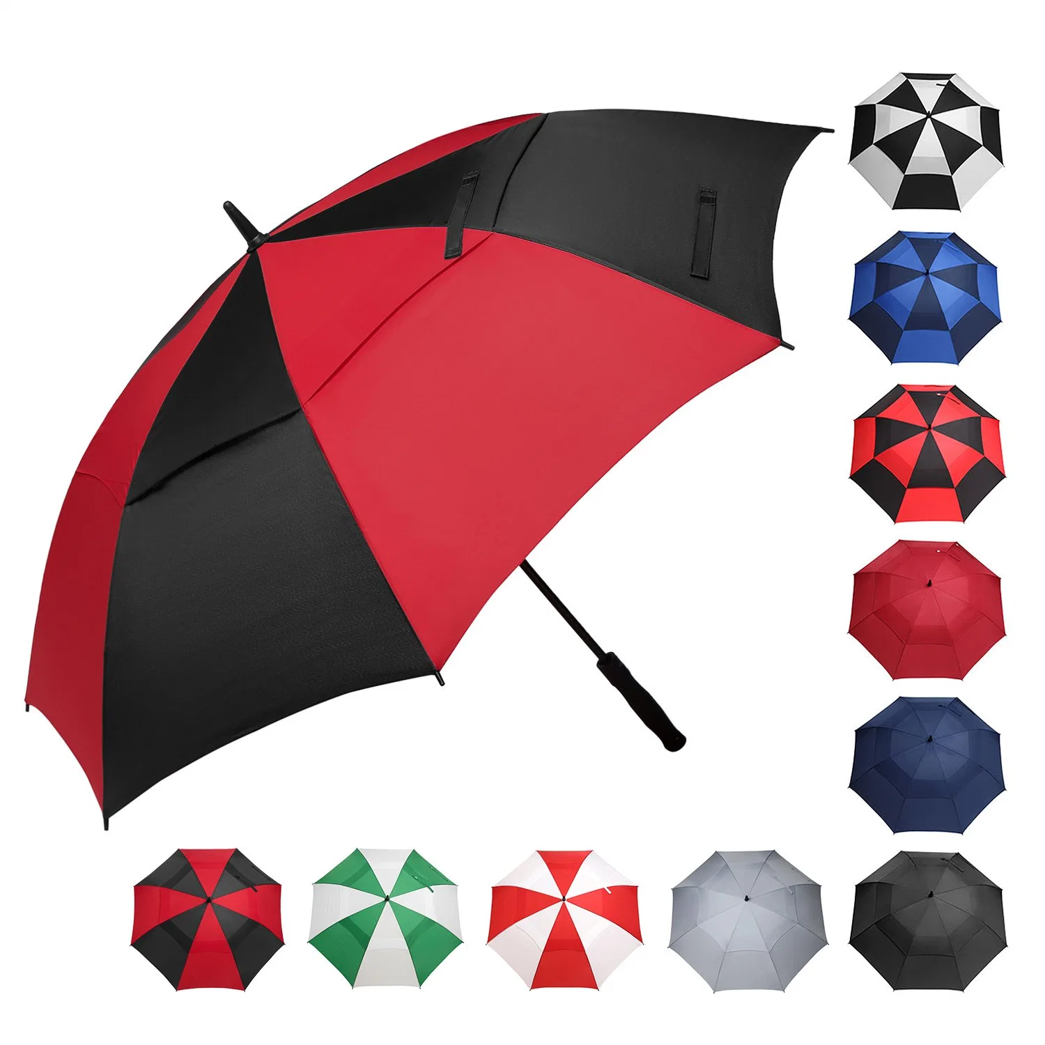 High-Quality Premium Superior Windproof Ventilate Long Fiberglass Golf Umbrella