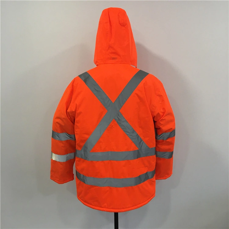 Moda Ropa de trabajo mecánico de seguridad uniformes de color Naranja reflectante Chaqueta Heavy Duty de alta visibilidad exterior resistente al agua cubra