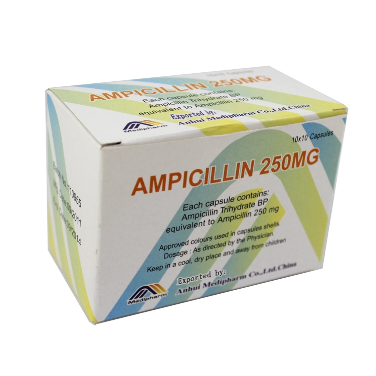 Cápsula de Ampici 500mg 10*10/Caja, Medicamento Occidental con GMP