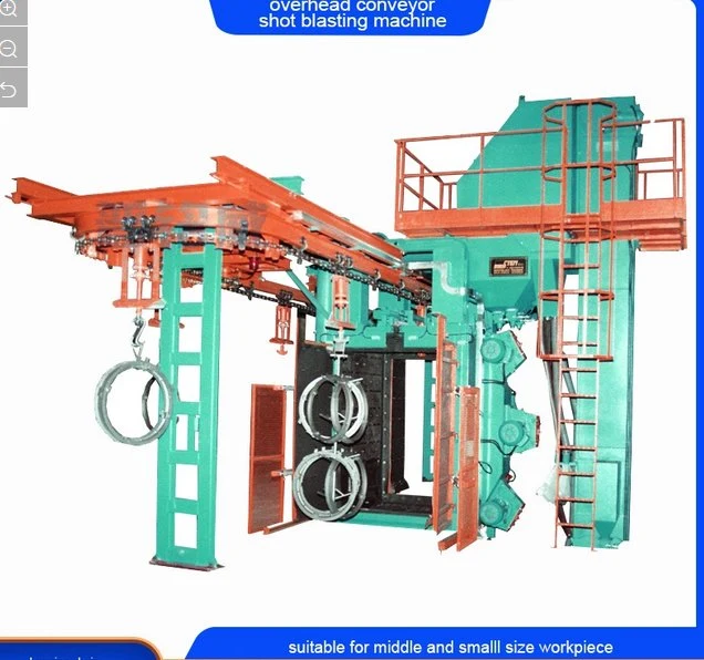 China Overhead Conveyor Shot Blasting Machine with The Newly Developed Abrasive Separators