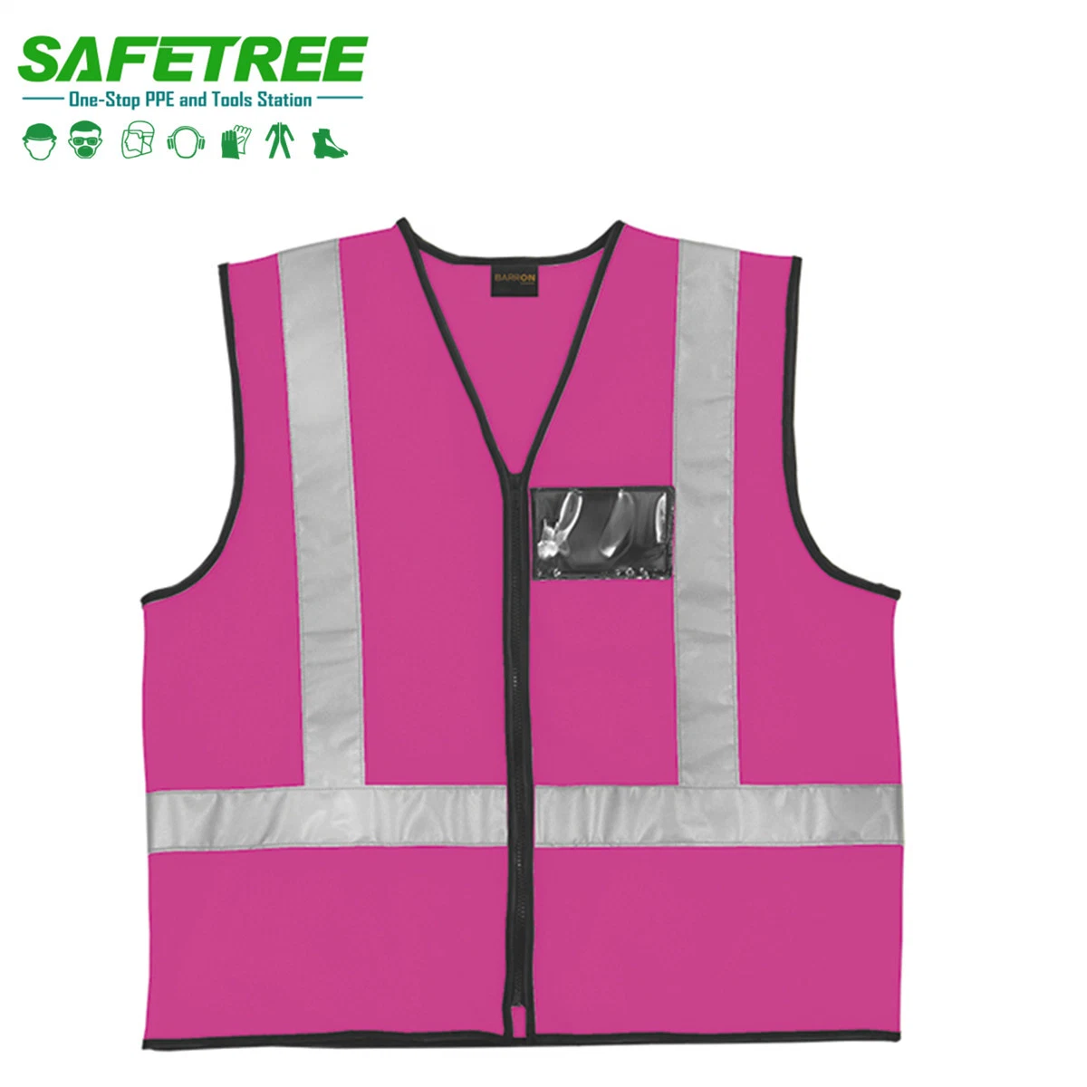 Safetree 120 GSM Safety Reflective Vest with ID Pocket and High Reflective Tapes PPE Vest CE En 20471