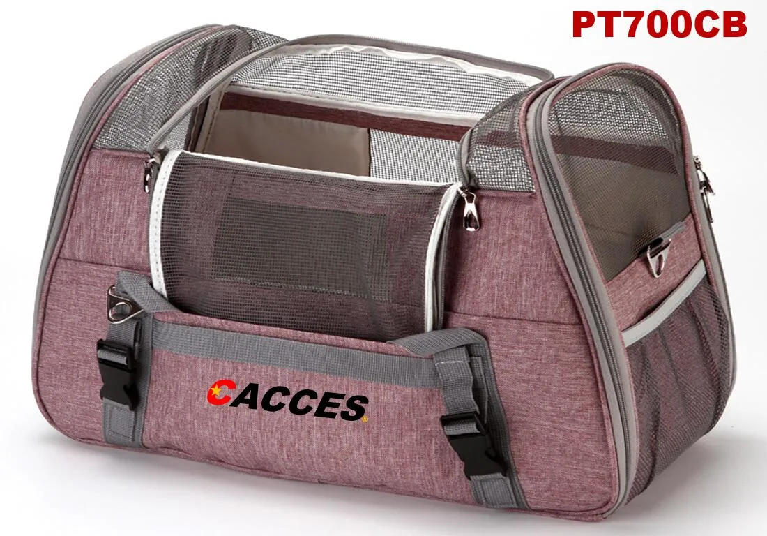 Cacces Airline Approved Soft-Sided Folding Pet Carrier,Hand&Shoulder Carry Portable Bag Home&Outdoor Travel for Dogs,Cats,Rabbits and Puppies Tranport W/Cushion