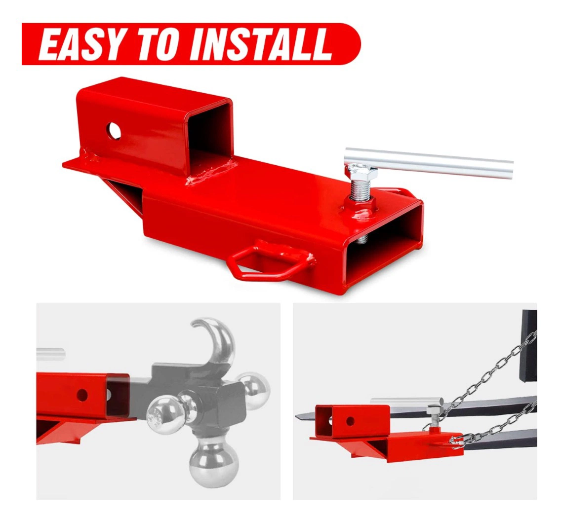 Forklift Trailer Hitch Attachment, Aiwargod 1PC 2" Receiver Trailer Towing Adapter with Chain Red