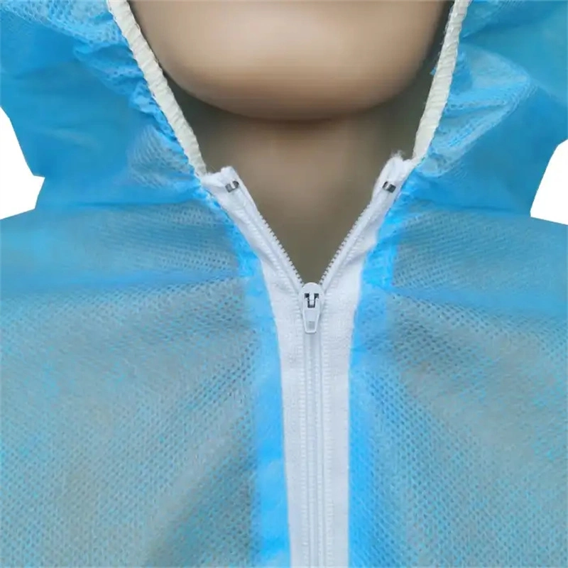 Blue Color Disposable SMS Coverall Protective Garment for Chemical Industry